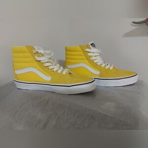 🌹NEW vans sh8-hi cyber yellow canvus with suede trim womans 7.5 mens 6
